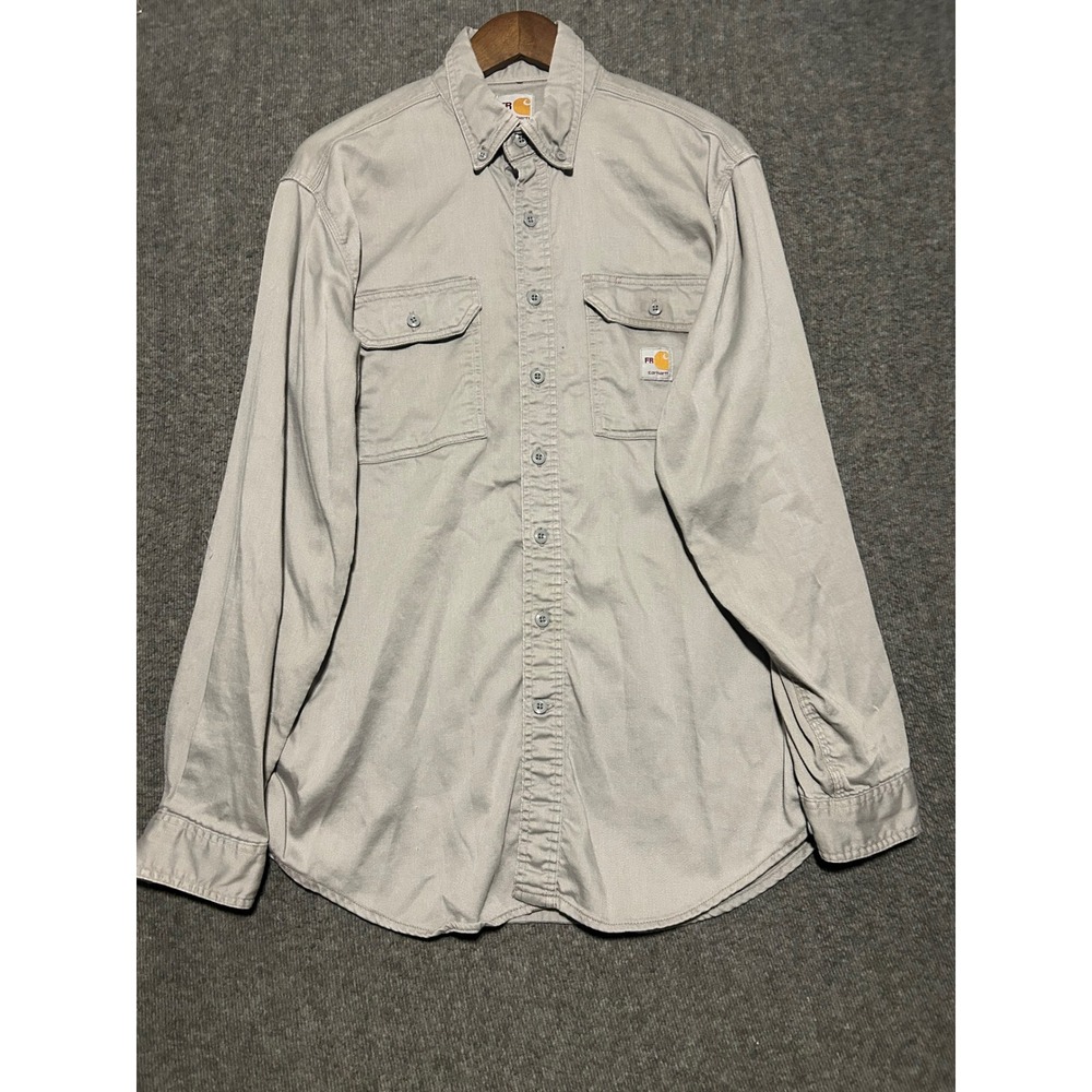 Carhartt fr shirt mens gray long sleeve workwear flame resistant Large regular